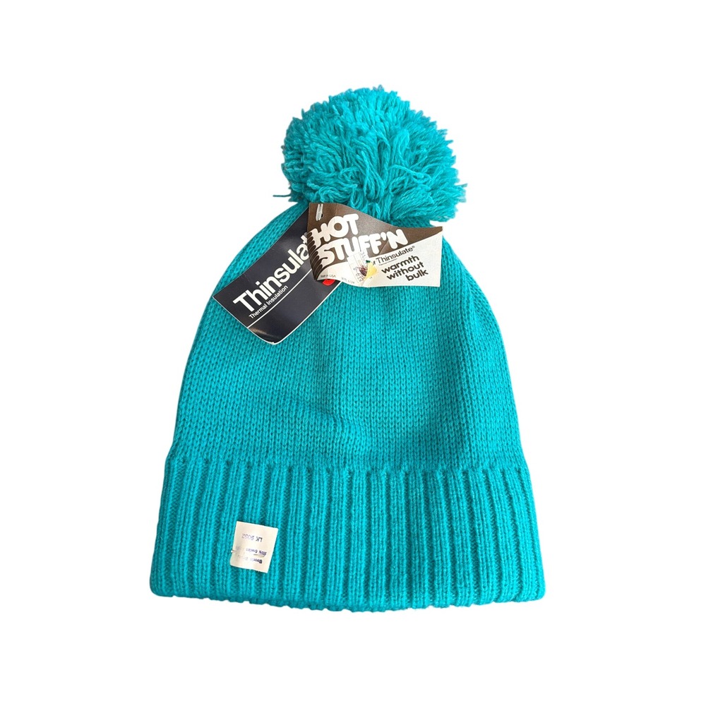 Vintage Goorin Bros Beanie Pom Hat Retro Ski Gorpcore Neon Teal Thinsulate USA